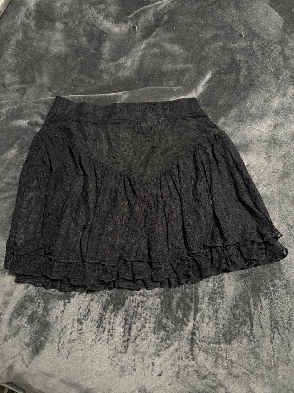 Killstar Black Lace Tiered Mini Skirt